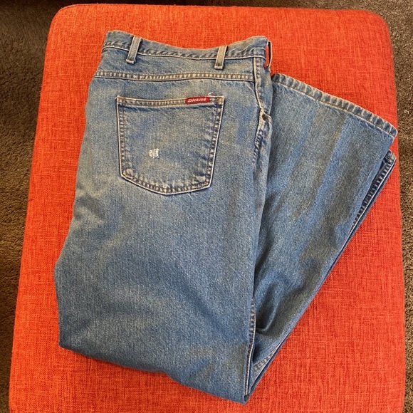 VTG 90’s DICKIES Blue Wash Denim Workwear Jeans - Picture 3 of 13